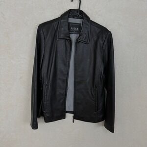 ADLER Black 100% Lambskin Leather Jacket Womens Medium Timeless Luxury Old Money